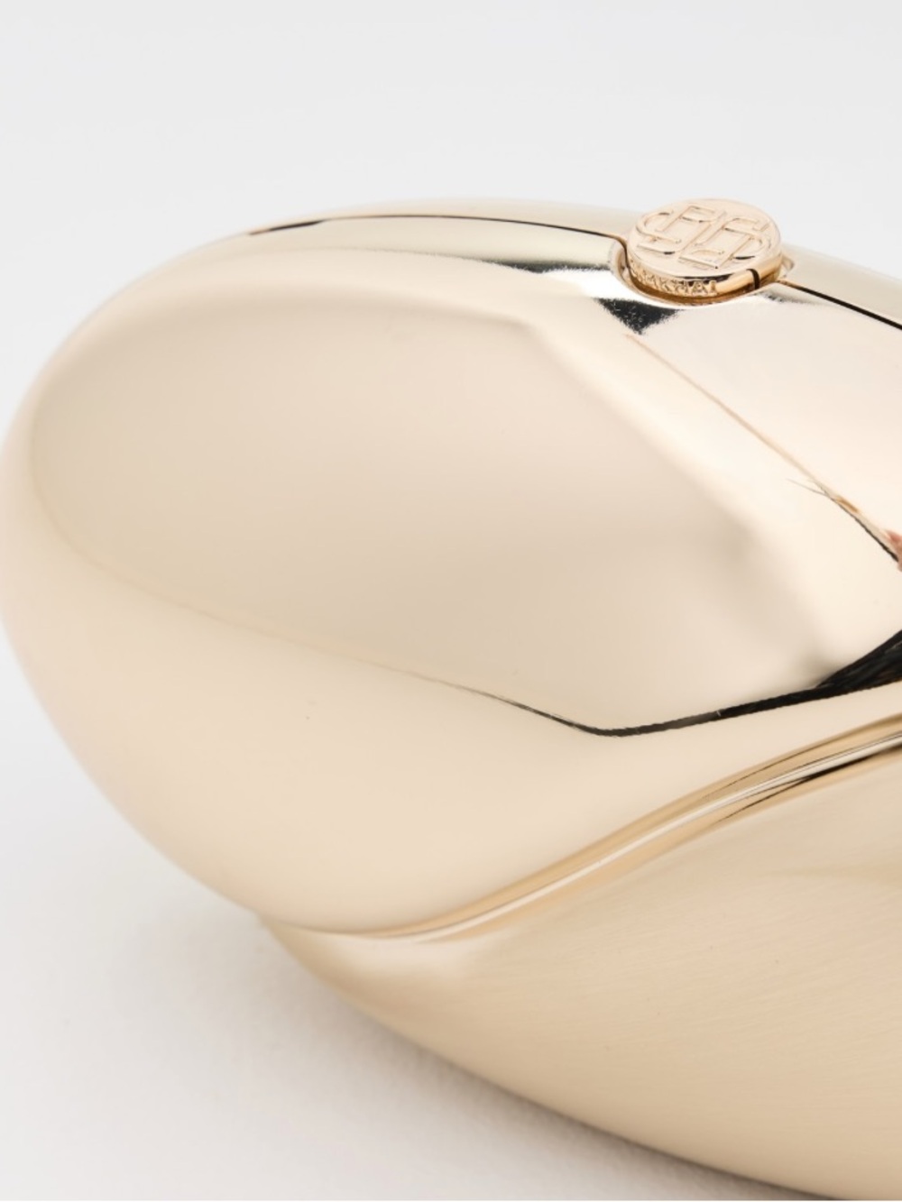 Simkhai Ameera Clutch Gold Structural Statement Round Oval Clutch Bag - Picture 6 of 10